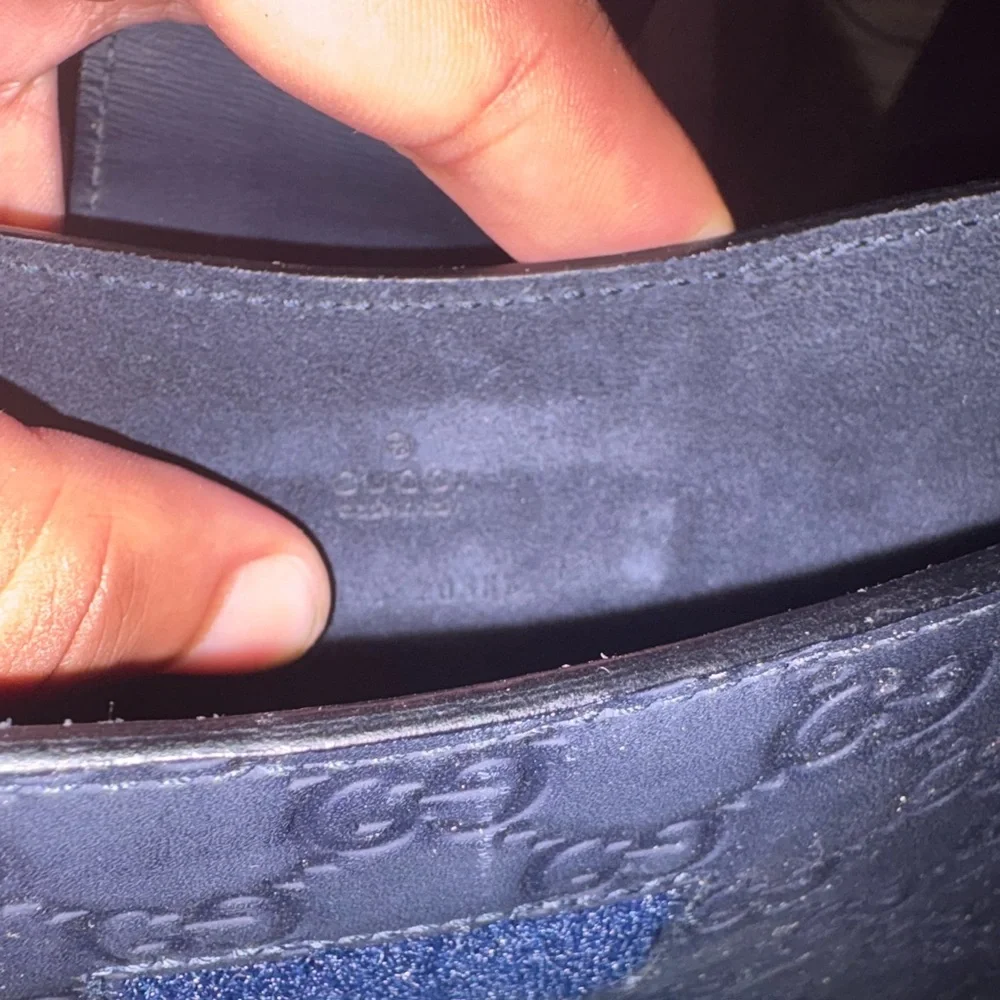 Gucci Navy Embossed Leather Case